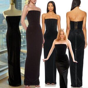 🆕 BRONX & BANCO 🧿 NWOT Florentina Corset Gown, Black Velvet, Sz S US 4